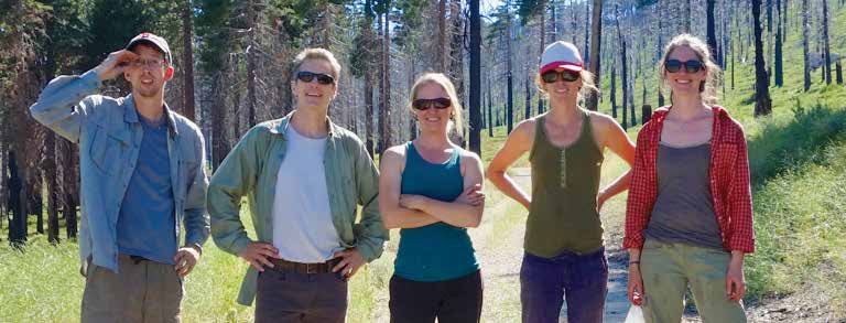 Professor Andrew Latimer, second from the left, and his former Ph.D. student Jens Stevens, left, visit the Angora Fire site near Lake Tahoe with members of the U.S. Forest Service. The team traveled to 12 sites in California in 2013 to study the effects of fuel treatments and forest fire.