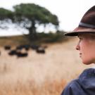 Female rancher in field