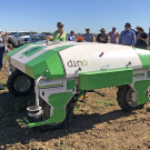 Dino, a driverless cultivator to remove weeds, is being tested by Steve Fennimore and Simon Belin at UC Davis. (photo Ann Filmer/UC Davis)